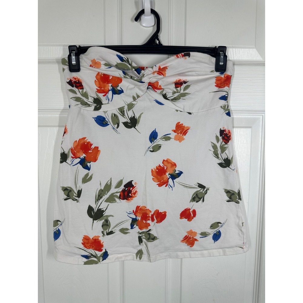 Torrid Tube Top Women 0 Floral Sweetheart Twist Front Strapless Cotton Blend